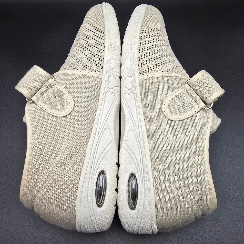 Youyun Comfort Strap Knit Walking Shoes Beige  Womens 10  Mens‎ 9
